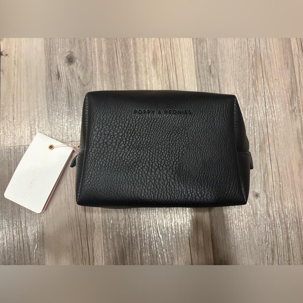 Poppy & Peonies Textured Black Pouch